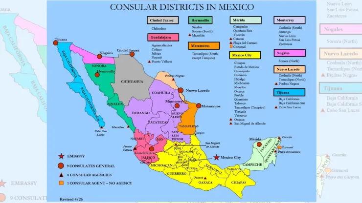 Consulados y Embajada de EU en México