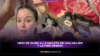 Niño se sube a maleta de mujer: así ocurrió el momento que sorprendió y preocupó a usuarios en redes
