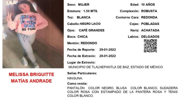 Alerta Amber Melissa Briguitte Matias Edomex
