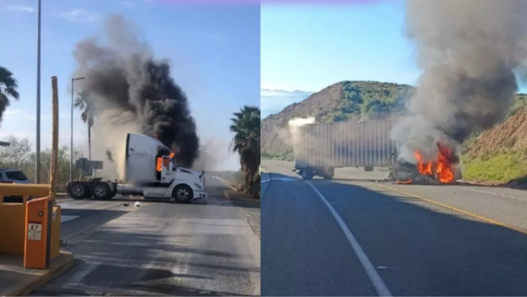 Reportan quema de vehículos y bloqueos en Jalisco.