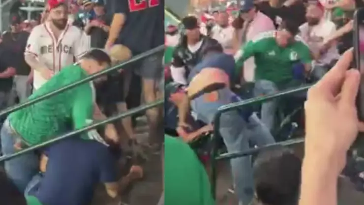 Aficionados se pelean en el México vs. Estados Unidos del Clásico Mundial de Beisbol.jpg