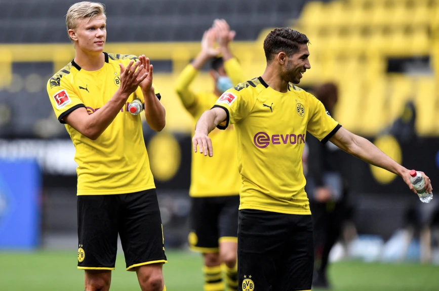 Haaland siguió las medidas sanitarias en el regreso de la Bundesliga.