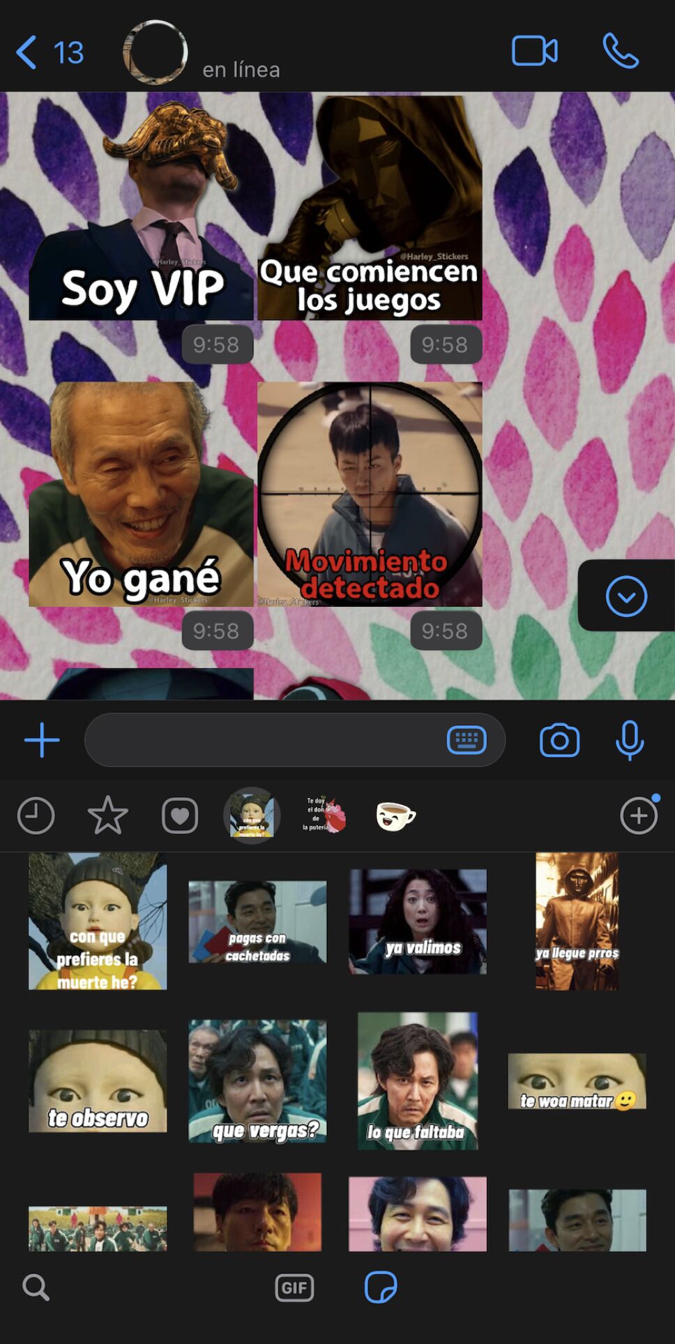 stickers juego del calamar en whatsapp