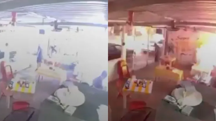 VIDEO | Captan momento exacto en que un RAYO cae y casi prende fuego a un restaurante en Tabasco