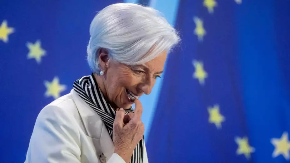 Christine Lagarde en conferencia de prensa en Fráncfort, Alemania.