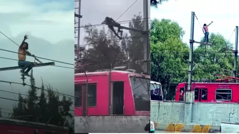 Sujeto paraliza Línea A al trepar al cableado sobre las vías del metro de CDMX