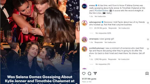 Selena Gomez revela qué le dijo a Taylor Swift durante los Golden Globes 2024