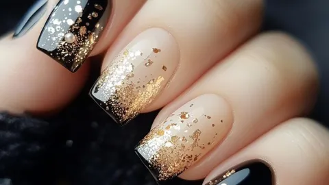 11 diseños de uñas negras con brillos para usar en natación o cualquier otro deporte: duran mucho