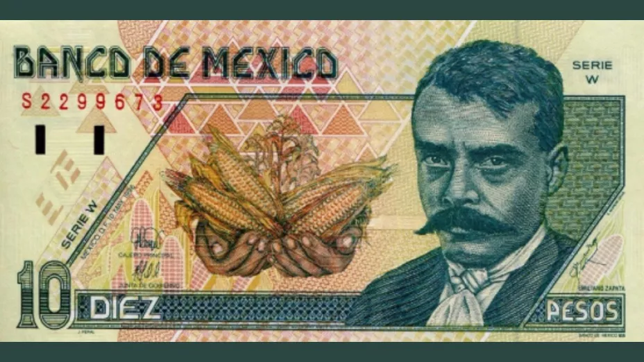 Precio de billete de 10 pesos