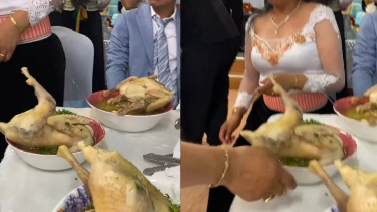 caldo de gallina entera en boda de Ecuador