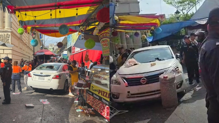 Conductor ebrio invade el Zócalo de Chilpancingo y destruye decenas de puestos ambulantes