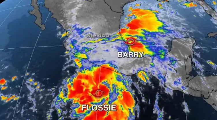 Mapa satelital de la trayectoria de la tormenta tropical “Flossie”