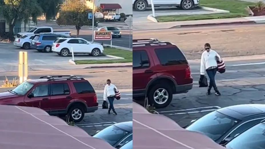 Mujer se queda congelada en pleno estacionamiento en Los Ángeles; usuarios aseguran que fue error en la matrix