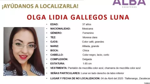 Alerta AMBER Zacatecas: Desaparece Olga Lidia Gallegos Luna de 37 años; esto se sabe