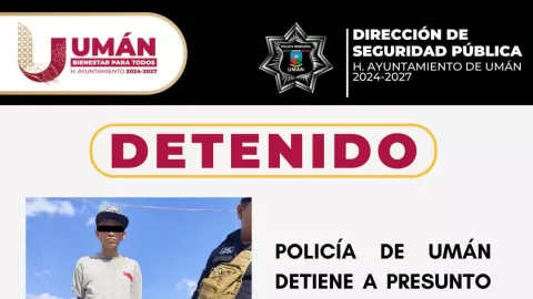 Arrestan en Umán a hombre por presunto robo con arma blanca