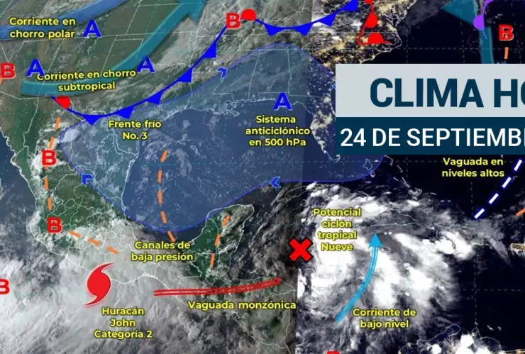 El huracán “John” impactará en el clima para hoy martes 24 de septiembre.