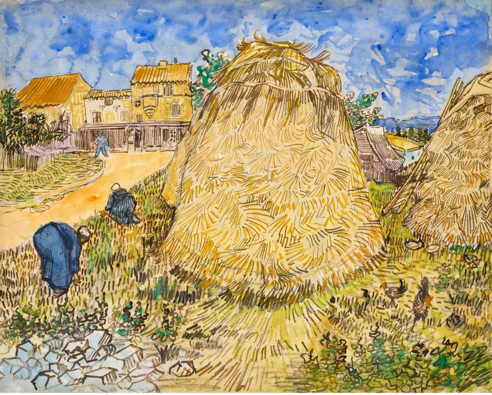 Meules de Blé, acuarela de Vincent van Gogh