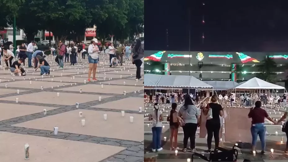 Con miles de veladoras frente al Palacio, se reúnen para visibilizar desapariciones en Culiacán