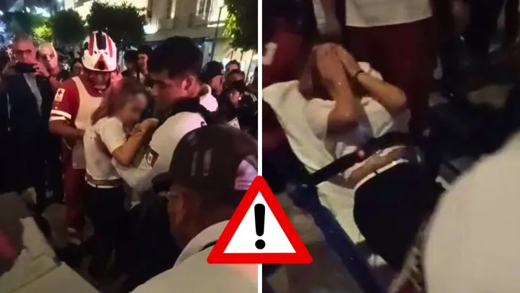 La aficionada fue trasladada a un hospital luego de sufrir una fuerte caída en plena celebración