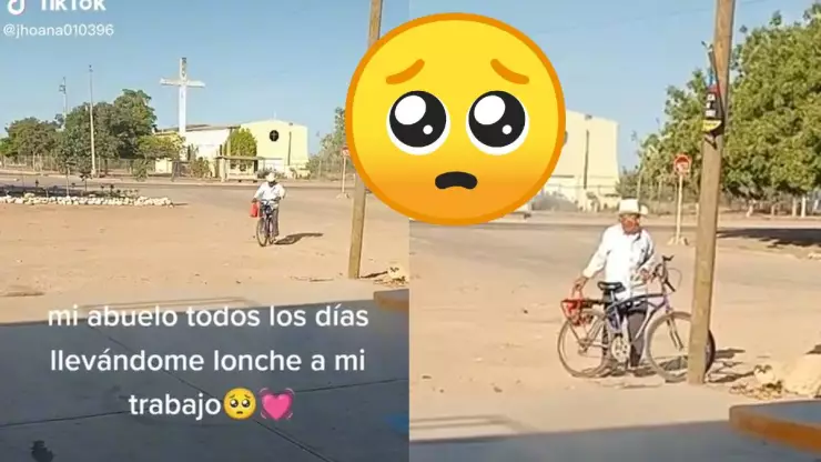 Abuelito lleva lonche a su nieta
