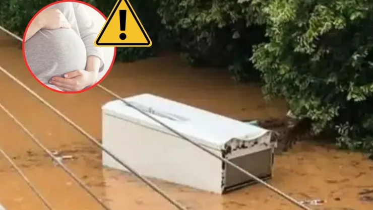 mujer embarazada rescatada en inundación