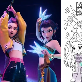 4 plantillas de Baby Kpop Demon Hunters para imprimir y colorear que los fans de las Guerreras Kpop amarán