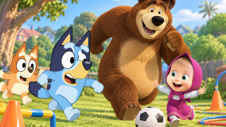 4 capítulos de Bluey y Masha y El Osos para hablar con tus hijos sobre la importancia de hacer deporte