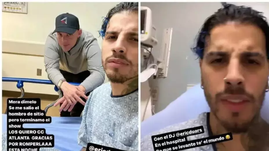 El momento en que Rauw Alejandro se disloca el hombro