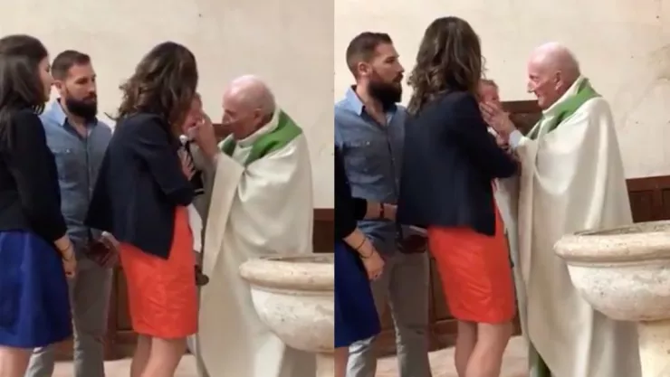VIDEO: ¿Y los papás? Sacerdote golpea a bebé en pleno bautizo y se hace viral