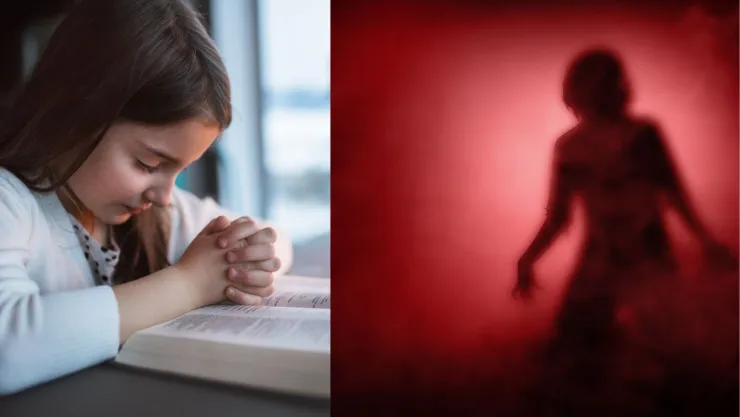Niña que rezaba por Lucifer