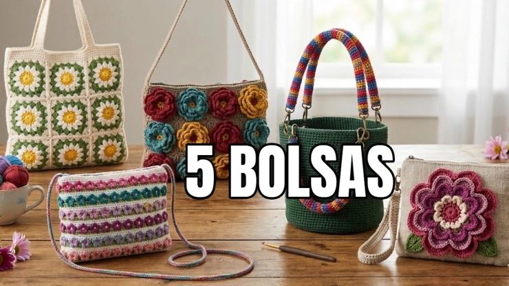 Cómo tejer bolsas a crochet con flores: 5 ideas para transformar un diseño sencillo