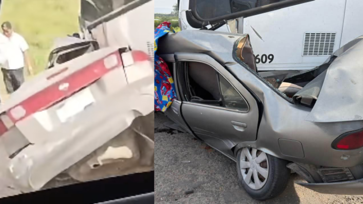 Choque de auto contra camión