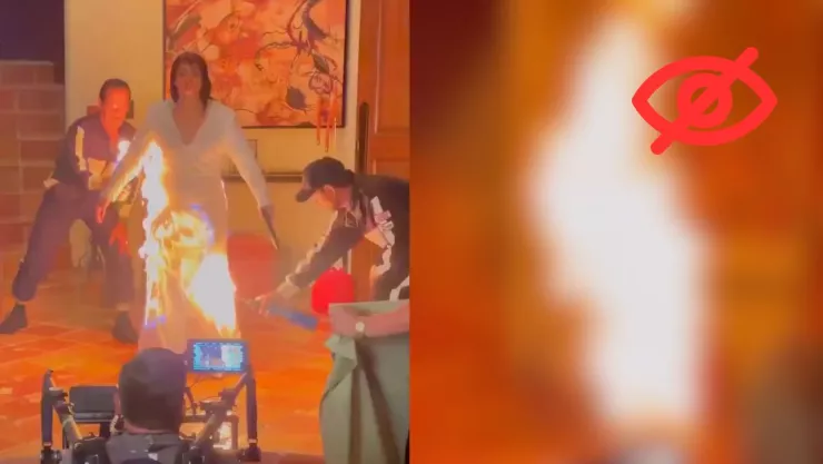 Video revela momento en que Katy Perry queda envuelta en llamas durante grabación de videoclip
