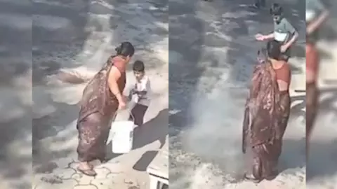 Abuela le arroja agua hirviendo a su nieto en India