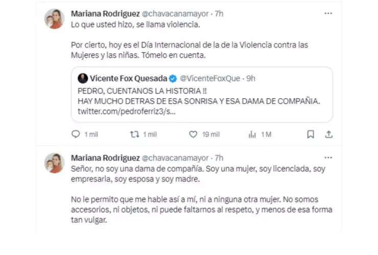 Mariana Rodríguez responde a Vicente Fox