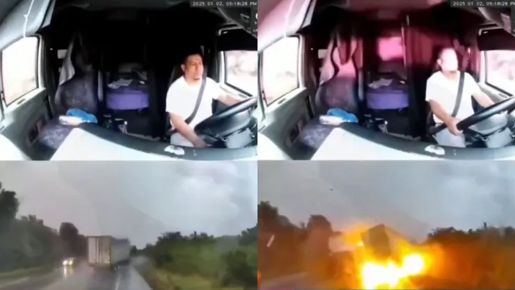 VIDEO: Pipa y tráiler chocan de frente en carretera de Campeche y se incendian