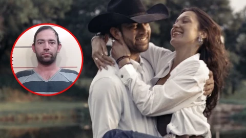 Adán Bañuelos y Bella Hadid y en un círculo rojo la foto de la detención de Adán Bañuelos