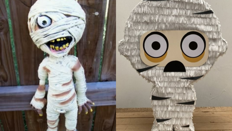 3 diseños de piñatas de momia para hacer en Halloween