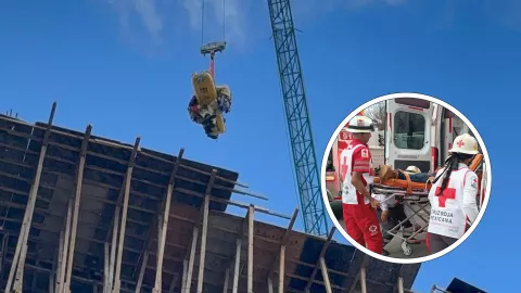 Trabajador cae y se encaja una varilla en construcción en Mazatlán