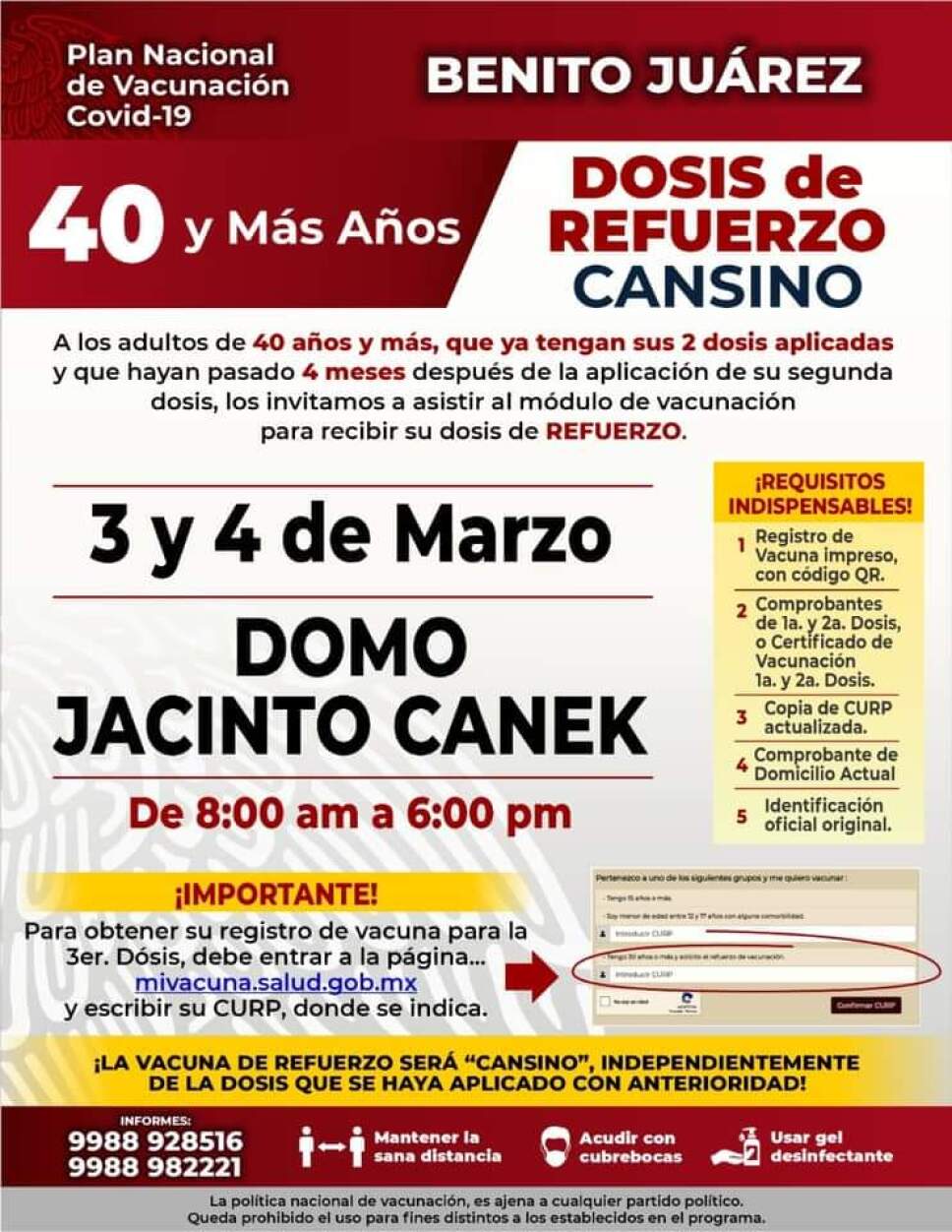 vacunación de refuerzo en cancúN