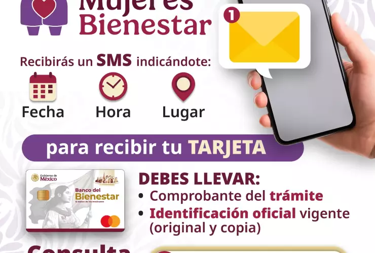 Dos requisitos para recoger la tarjeta de la Pensión Mujeres Bienestar