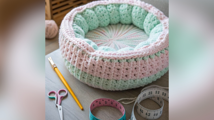 Cama para gato o perro pequeño a crochet cómo hacerla con una llanta vieja o huacal