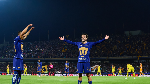 Jordan Carrillo celebra su gol ante el América el la vuelta de los cuartos de final 2026.