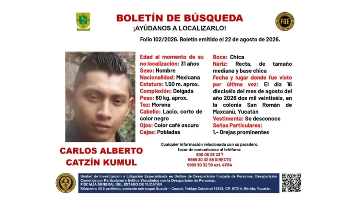 Desaparición de Carlos Alberto Catzín Kumul en Yucatán: 5 días sin saber de él