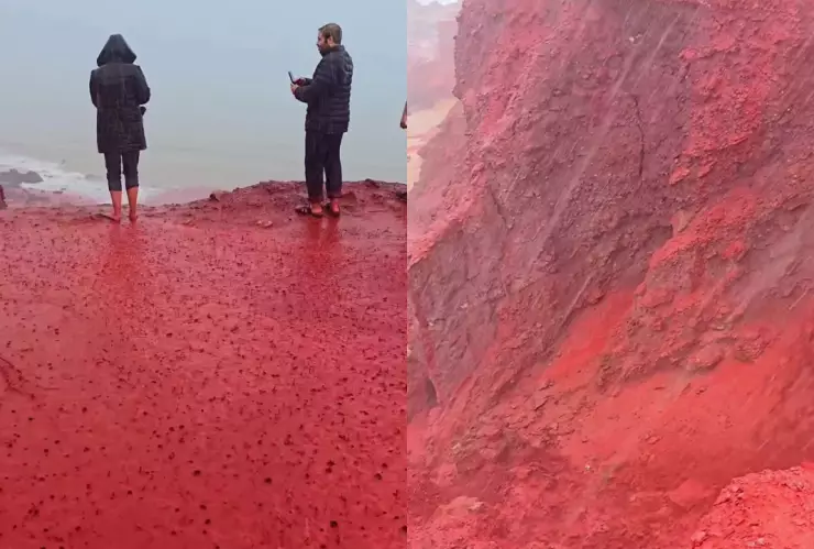 VIDEO: Lluvia roja en isla de Irán