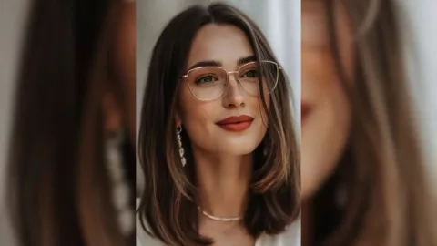 cortes de pelo largo para mujeres con gafas