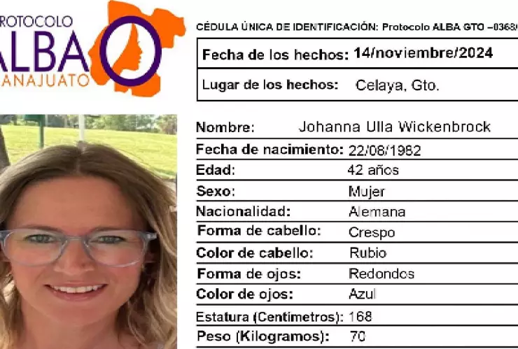 Johanna Ulla Wickenbrock, alemana desaparecida en Celaya