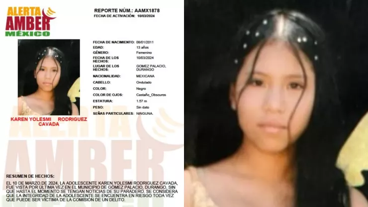 Alerta Amber Karen Yolesmi Rodríguez Cavada Durango