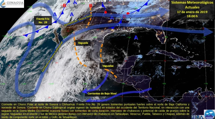 Se prevé ingreso del frente frío 29 esta noche o madrugada