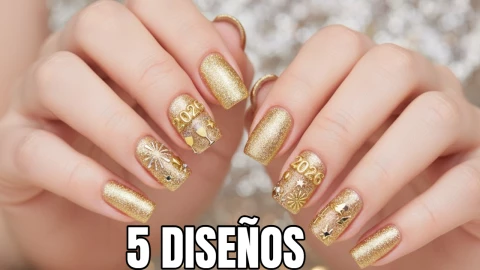 5 dise&ntilde;os de u&ntilde;as para A&ntilde;o Nuevo con dorado que puedes usar en cortas: son elegantes y muy bonitas